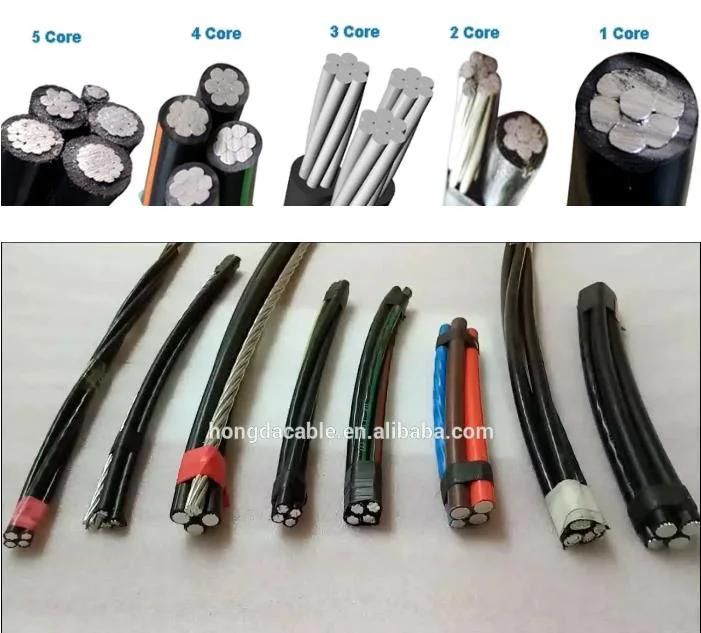 Electrical Power Flat Flexible Flex XLPE PVC Insulated Electric Aerial Bundle Overhead Quadruplex Duplex Aluminum ABC Cable