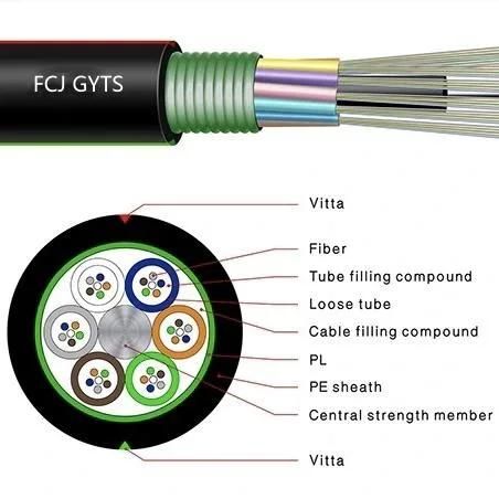 PE Sheath Single Core Optical Fiber Cable GYTS 2~188core Strength Member