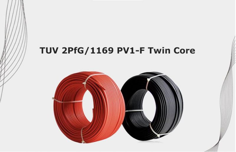 2X4mm2 New Energy Solar Power Cable PV1-F Twin Flat Solar PV Cable
