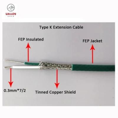 FEP Insulated Stainless Steel Shield Thermocouple Extension Cable