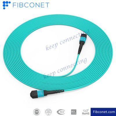FTTH Om3 blue MPO/MTP to LC Fiber Optic Patchcord
