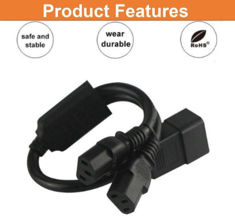 IEC320 C14 to 2xc13 Y Splitter PDU Power Cord Cables Power Splitter Cord