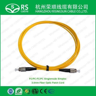 FC/Upc-FC/Upc Singlemode Simplex 3.0mm Fiber Optic Patch Cord