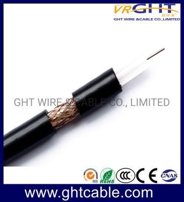 0.8mmccs, 4.8mmfpe, 64*0.12mmalmg, Od: 6.7mm Black PVC Coaxial Cable RG6