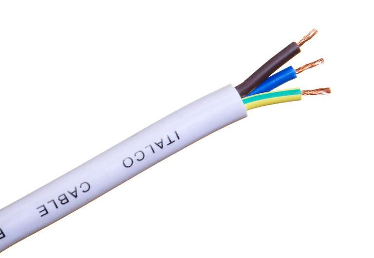 Flexible White PVC 3cores Customized Electric Wire Power Cables