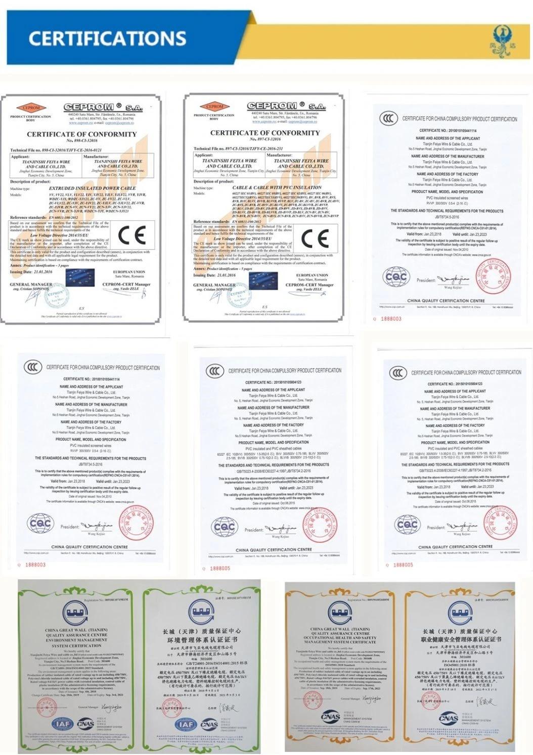 BV / Bvr / Zr-BV / Zr-Bvr / Nh-BV Solid Copper PVC Insulated Electric House Building Wire