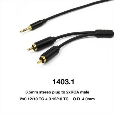Aux Cable Mini 3.5mm Stereo Plug to 2 X RCA Male (1403-1)