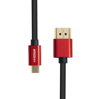 Red Slim PVC Bare Copper Male-Male HDTV Gold Micro HDMI To HDMI Cable For Phone TV