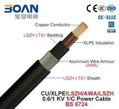 Cu/XLPE/Lszh/Awa/Lszh, 1/C Power Cable, 0.6/1 Kv (BS 6724)