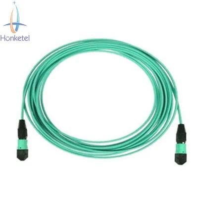 MTP 24 Core Fiber Optic Patch Cord MPO Trunk Cable Om3 Om4 Aqua Color MPO/MTP Female Patchcord with MPO Connector