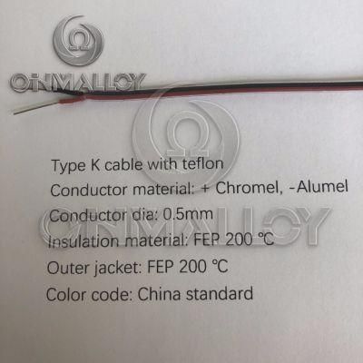 Type K Thermocouple Cable Teflon Insulated and FEP 200degree Jacket