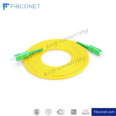 FTTH Single Mode 9/125 Simplex Sc/APC Sc/APC PVC LSZH Fiber Optic Patch Cord