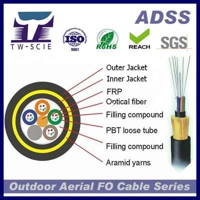 48 Core Non-Metallic Kevlar Yarn Optic Fiber Cable ADSS