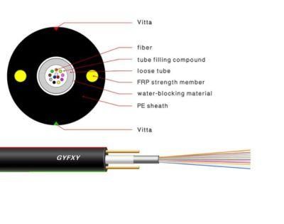 Outdoor 2/4/6/8/10/12/24/36/48/72/144/288 Core Duct Fiber Optical Cable Network Cable Gyfxfy