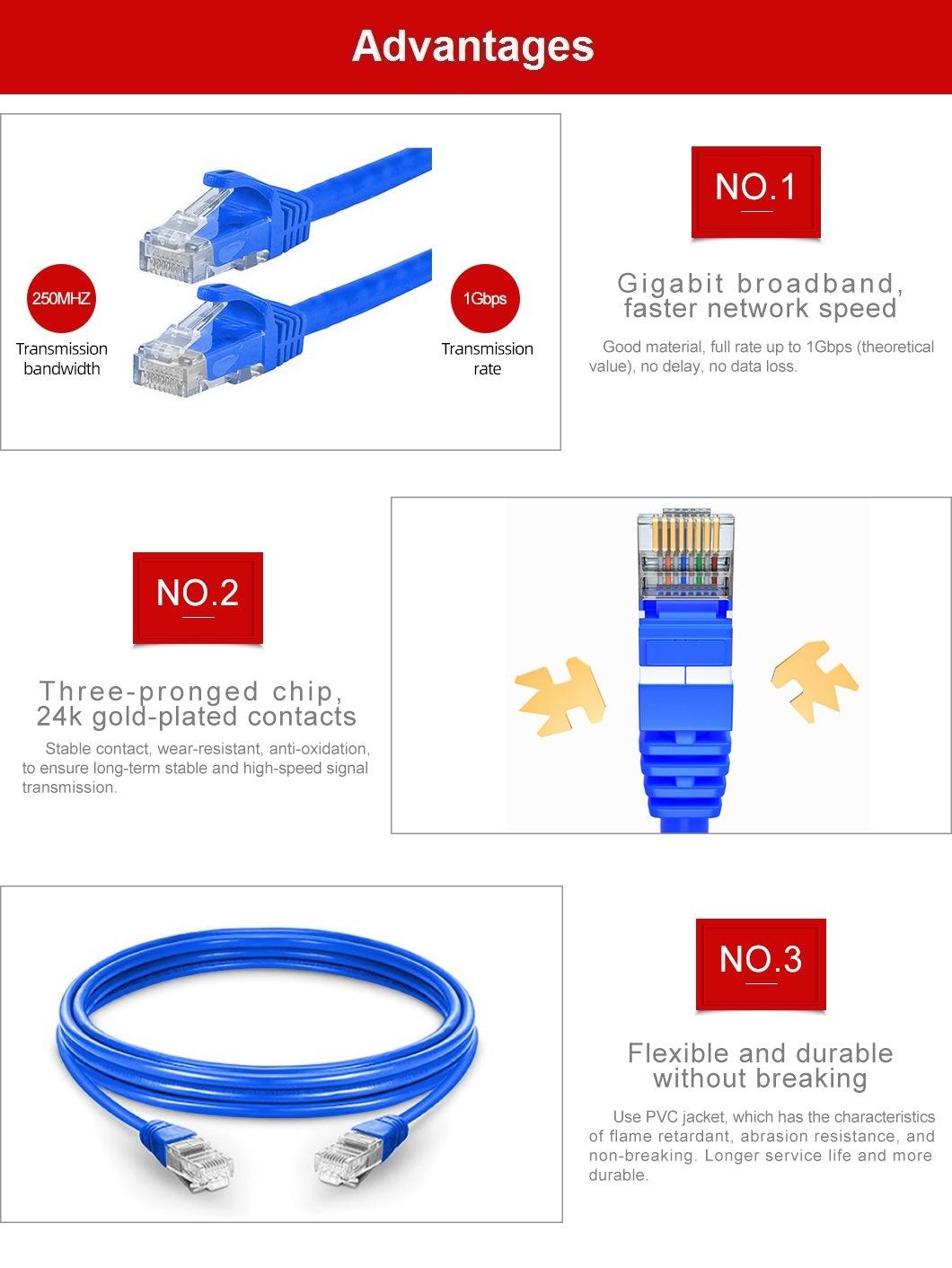 Communication Patch Cord Cable Cat5e UTP Pure Copper for Desktop