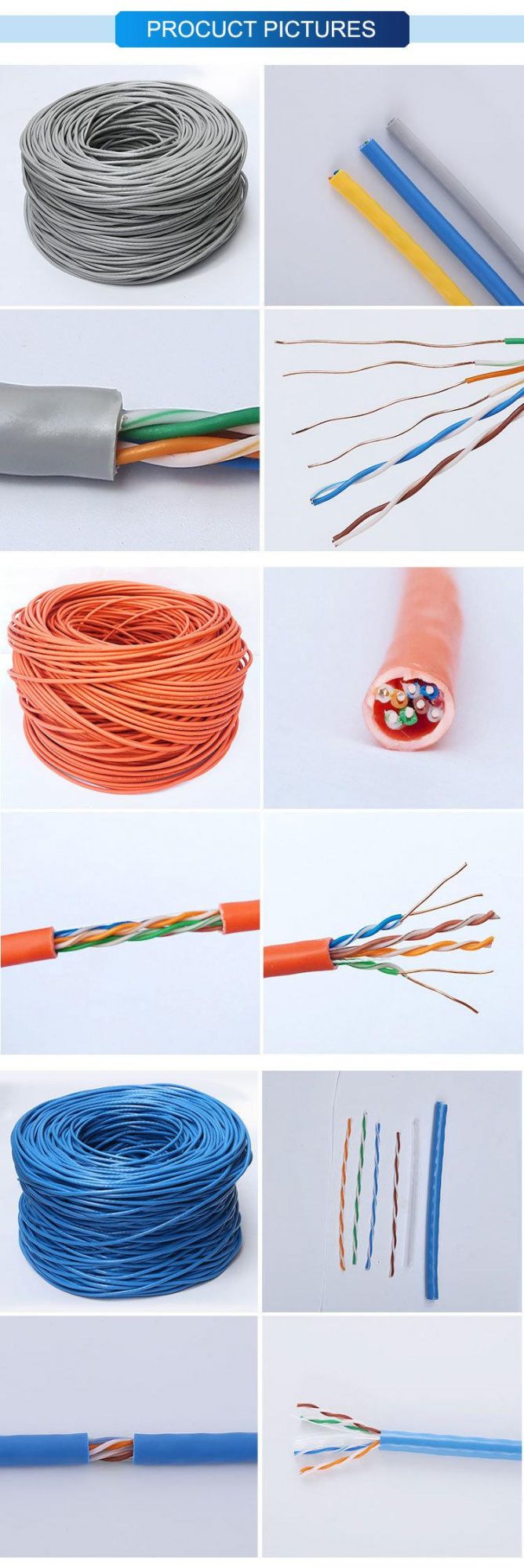 Ethernet Cable CAT6 CAT6A Cat7 Cat7a FTP UTP SFTP 4 Pair 24 AWG Indoor Outdoor Waterproof Network LAN Cable