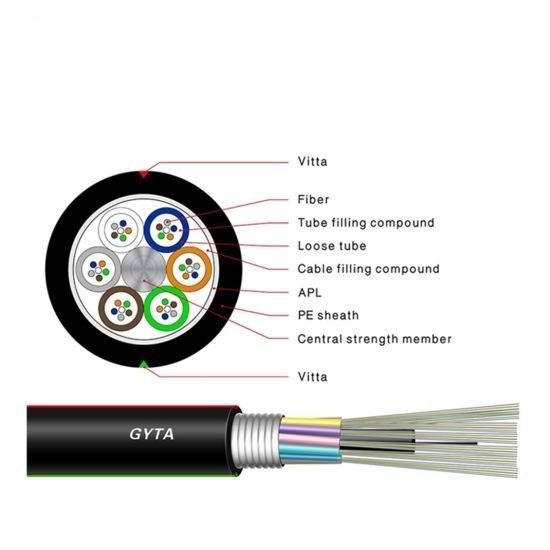 Drop Cable Outdoor 12/24/48/96 Core GYTA Stranded Armored Fiber Optic Cable for Communication