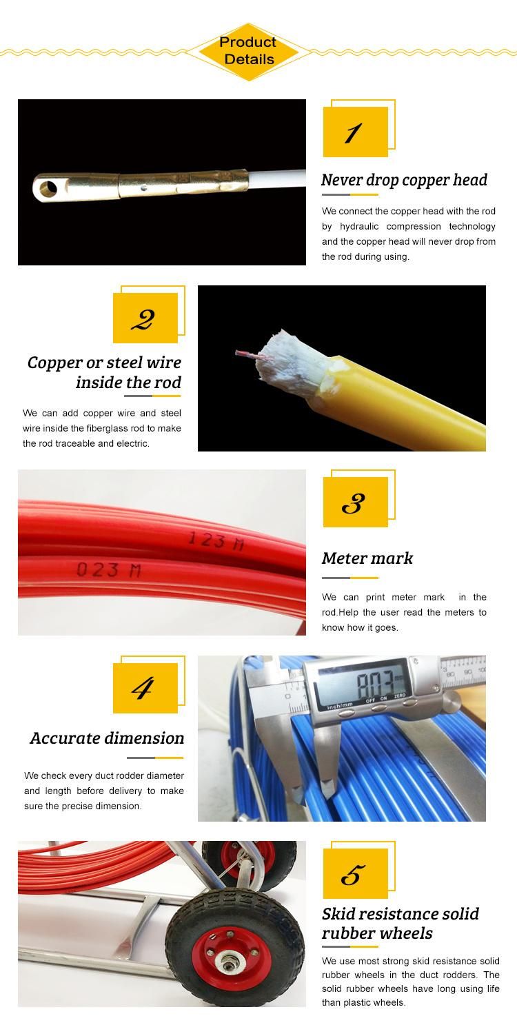 11mm*300m Fiberglass Push Pull Rod Wire Pulling Duct Rodder