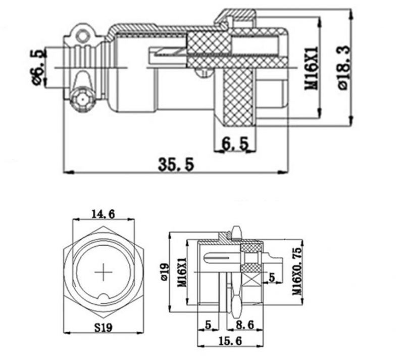 Gx16 Male and Female Aviation Connector Plug and Socket Gx16-5
