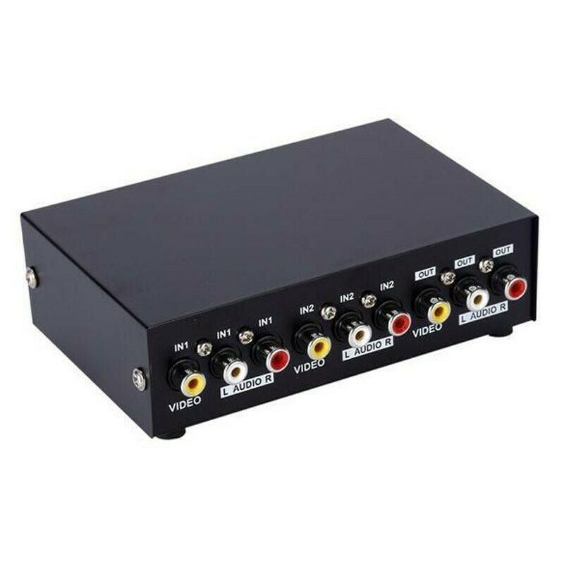 2 Port AV RCA Switch 2 in 1 out Composite Video L/R Selector Box for DVD Player