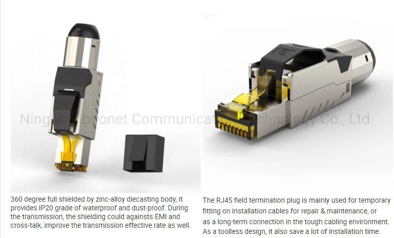 STP RJ45 Cat8 Shielded Plug Toolless Modular Cat8 Connector