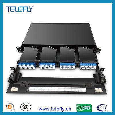FTTX Solution 24 Core High Density MPO Patch Panel, Fiber Optic 24f Sm/Om3 MPO Box MTP Cassette for 1u Rack Mount MPO Chassis