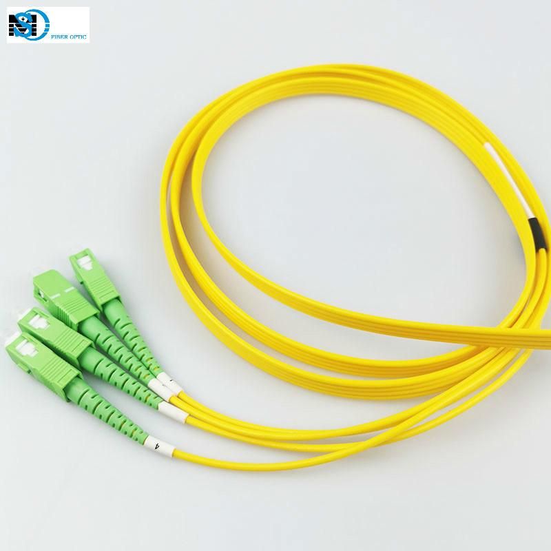 FTTH Fiber Optic 4core Quadplex Flat PVC Patch Cord Cable