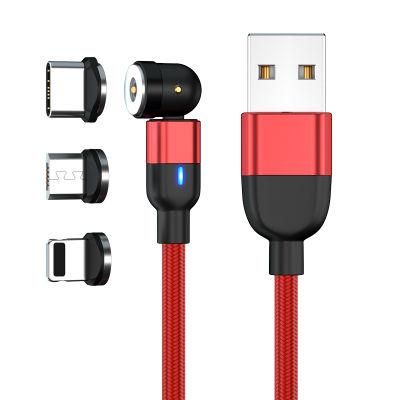3 in 1 LED Magnetic Charging Cable 360 Degree Rotation Magnetic Adapter 3 Head Phone Charging USB Magnetic Cable