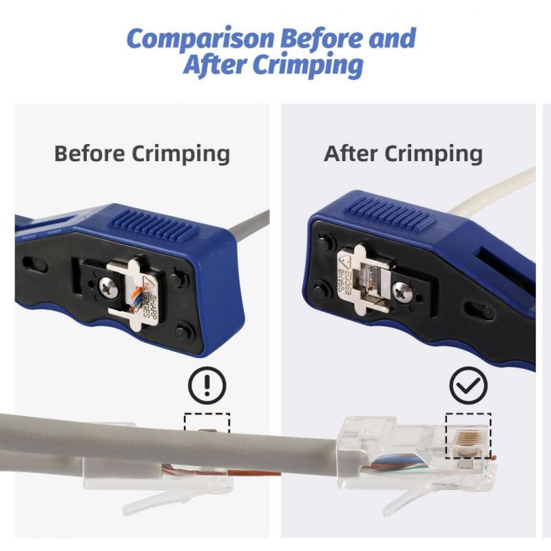 RJ45/8p8c Pass Through Crimping Tool Ethernet Crimper Pass-Thru Network Modular Crimping Tool Ratcheting Wire Crimper for Cat5/CAT6/Cat7