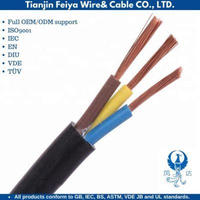 PVC H07rn-F H05vvf 3 Core 6mm Squared Flexible Pure Copper Conductors Rubber Power Wind Power