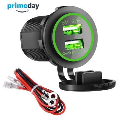 Dual USB Charger Socket Power Outlet Quick Charge 3.0 &amp; 2.4A