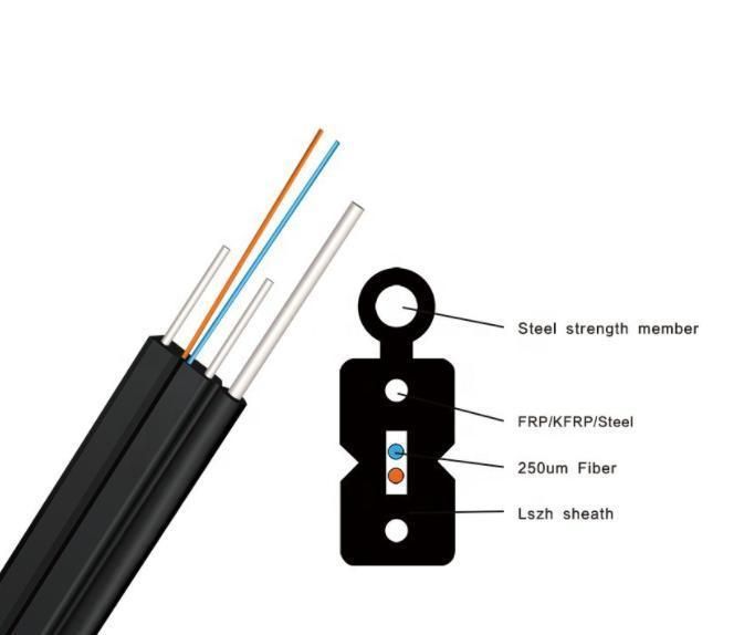 Optical Fiber Cable Manufacturing G657A2 FTTH Fiber Optic Cable Flat Cable Gjxh/GJXFH Fiber Optic Cable 100m From China