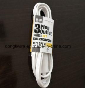 UL/cUL/ETL/cETL Indoor Extension Cord/Power Cord/Electric Wire/Cable with 3 Plug Outlet