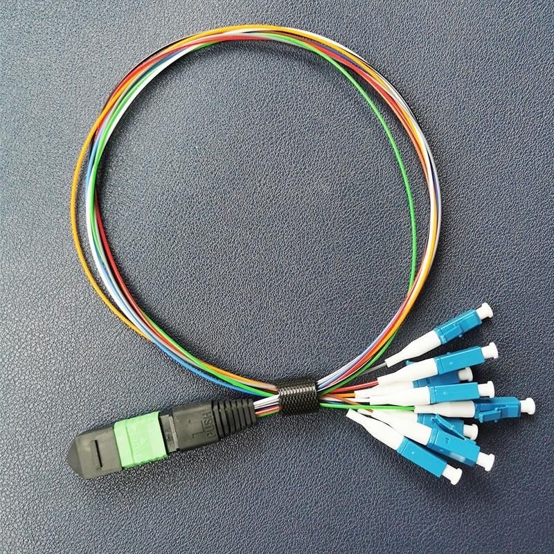 8fiber Male MTP/APC to LC/Upc Fan out 0.9mm 12 Color Fiber Optic Patch Cord MTP/LC Harness Cables