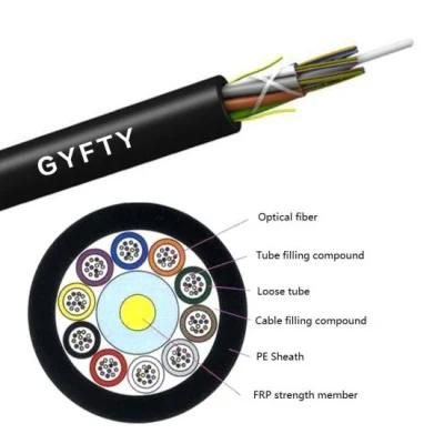 Outdoor 24/48/92/288 Core GYFTY Aerial Fiber Optic/Optical Fiber Cable