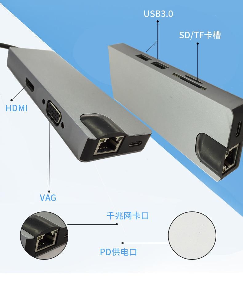 8 in 1 USB 3.1 Type C to HDMI and RJ45 Ethernet Converter