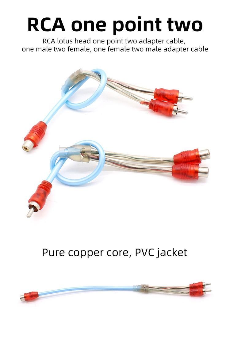 Good Price Audio Wire RCA Plug to RCA Plug Audio AMP 2 RCA One to Two Car Audio Branch Cable