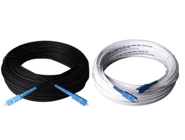 FC Jumper Sc LC St FC Connector FTTH Flat Fiber Optic Drop Cable Jumper LSZH 5m 10m 50m 100m Outdoor Drop Cable Patch Jumper