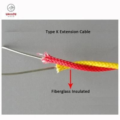 Fiberglass Insulated Red and Yellow Thermocouple Extension Cable