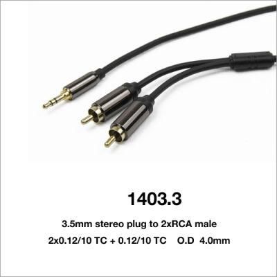 Aux Cable Mini 3.5mm Stereo Plug to 2 X RCA Male (1403-3)