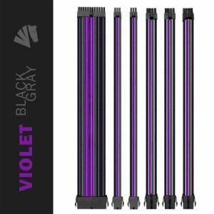 Asiahorse Customization Mod Sleeve Extension Power Supply Cable Kit 18AWG ATX/EPS/8-Pin PCI-E/6-Pin PCI-E (Purple Mix)