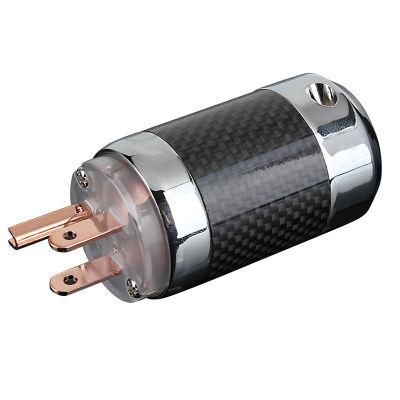 Hh3209 Copper Rhodium-Plated AC Power Plug with Carbon Fiber