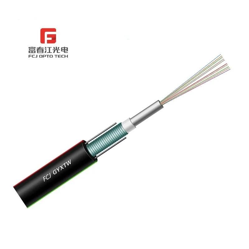 GYXTW 4core or 8 Core Outdoor Aerial Singlemode Drop Cable Armoured Fiber Optical Cable with Steel Messenger