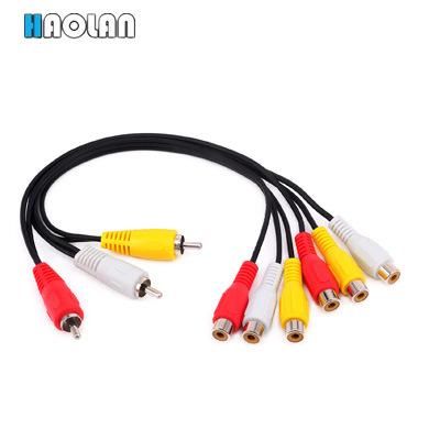 RCA Extension Cable, 0.3m 3 RCA Male Jack to 6 RCA Female Plug Splitter Audio Composite Extension Video AV Adapter Cable