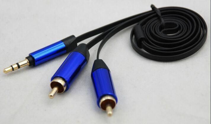 Aux Cable Car Audio Cable 3.5mm Stereo to 2RCA Flat Cable