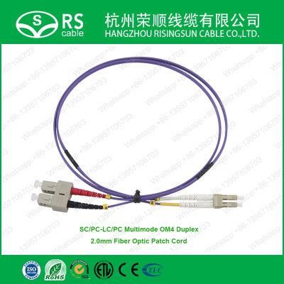 Sc/Upc-LC/Upc Multimode Om4 Duplex 2.0mm Optical Fiber Patch Cord