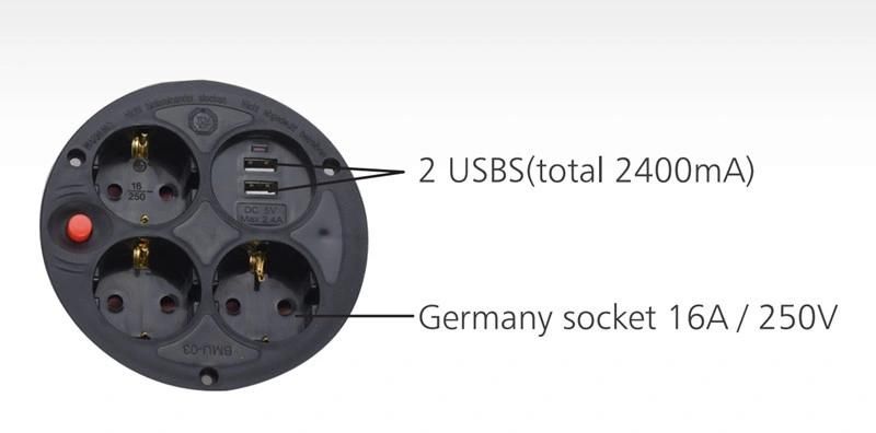 Cr-17bu German Type Cable Reel with Children Protection and 2*Usbs