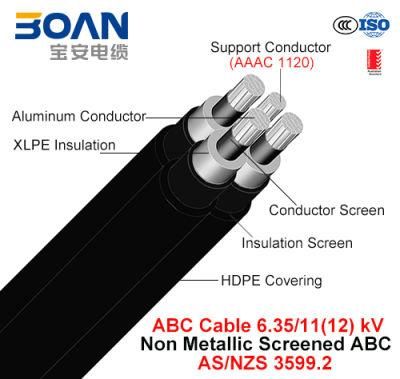 Hv ABC Cable, Aerial Bundled Cable, Al/XLPE/HDPE+AAAC, 3/C+1/C, 6.35/11 Kv (AS/NZS 3599.2)