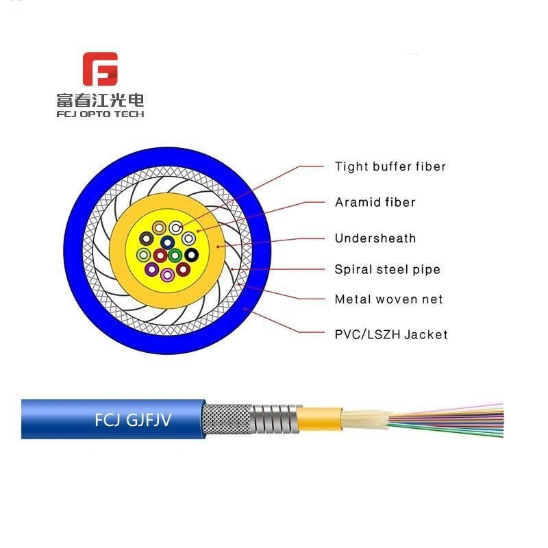 Gjsfjbv Duplex Double Tube Armored Fiber Optic Cable for FTTH Wiring