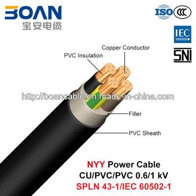 Nyy, Low Voltage Power Cable, 0.6/1 (1.2) Kv, Cu/PVC/PVC (SPLN 43-1/IEC 60502-1)